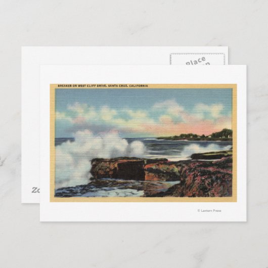 Uitzicht van een onderbreker op West Cliff Drive Briefkaart (Voorkant / Achterkant)