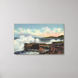 Uitzicht van een onderbreker op West Cliff Drive Canvas Afdruk