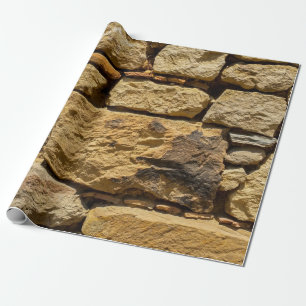 Uitzicht van een oude muur met geel stonesabstract cadeaupapier