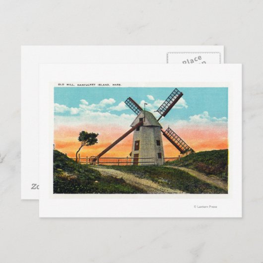 Uitzicht van een oude windmolen briefkaart (Voorkant / Achterkant)