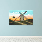 Uitzicht van een oude windmolen canvas afdruk (Insitu (Houten vloer))