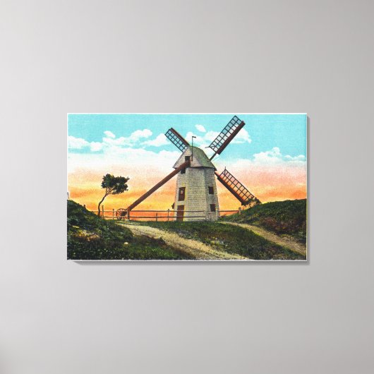 Uitzicht van een oude windmolen canvas afdruk (Voorkant)