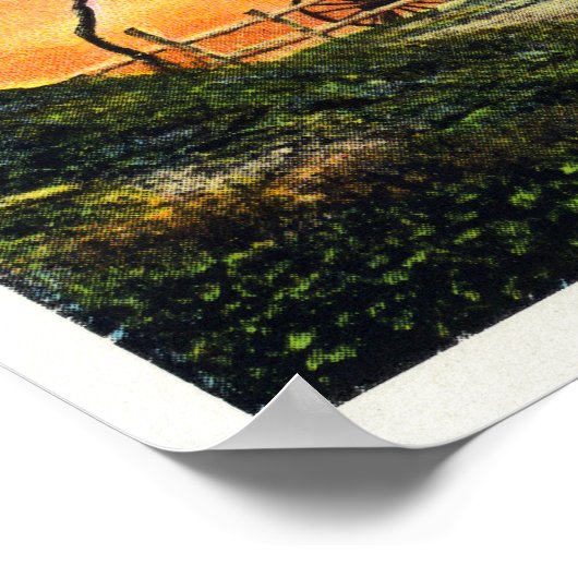 Uitzicht van een oude windmolen poster (Hoek)