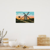 Uitzicht van een oude windmolen poster (Keuken)