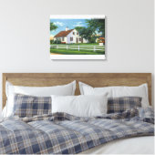 Uitzicht van een ouderwetse kabeljauw canvas afdruk (Insitu (Slaapkamer))