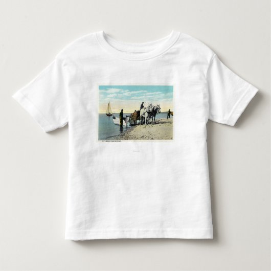 Uitzicht van een Paard Cart Pulling in een Boat Kinder Shirts (Voorkant)