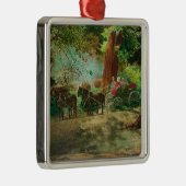 Uitzicht van een podium Coach tussen grote bomen Metalen Ornament (Rechts)