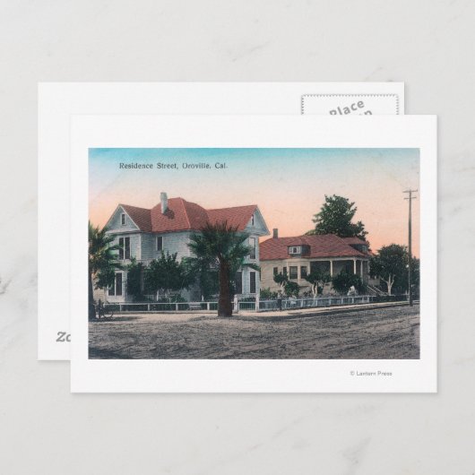 Uitzicht van een Residence Street, Kind op Bike Briefkaart (Voorkant / Achterkant)