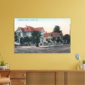 Uitzicht van een Residence Street, Kind op Bike Canvas Afdruk (Insitu (Woonkamer))