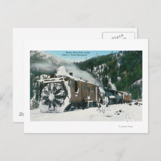 Uitzicht van een roterende sneeuwploeg in de berge briefkaart (Voorkant / Achterkant)