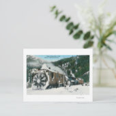 Uitzicht van een roterende sneeuwploeg in de berge briefkaart (Staand voorkant)