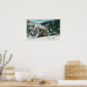 Uitzicht van een roterende sneeuwploeg in de berge poster (Keuken)