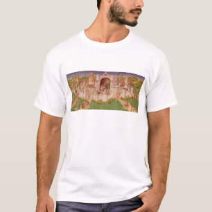 Uitzicht van een stad met arbeiders die wegen afle t-shirt