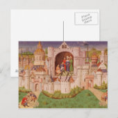 Uitzicht van een stad met arbeiders die wegen verh briefkaart (Voorkant / Achterkant)