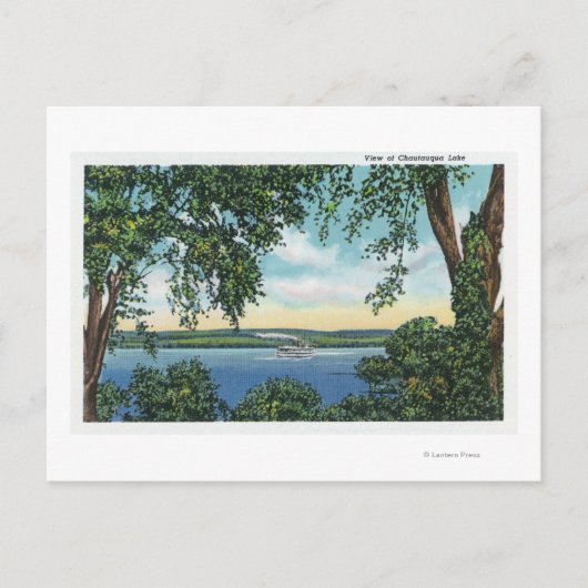 Uitzicht van een Steamboot op het meer Briefkaart (Voorkant)