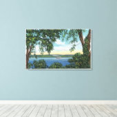 Uitzicht van een Steamboot op het meer Canvas Afdruk (Insitu (Houten vloer))