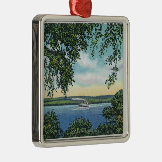 Uitzicht van een Steamboot op het meer Metalen Ornament (Rechts)