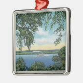 Uitzicht van een Steamboot op het meer Metalen Ornament (Links)