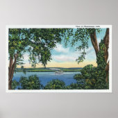 Uitzicht van een Steamboot op het meer Poster (Voorkant)