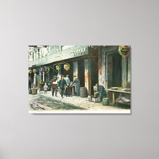 Uitzicht van een straat in Fish Alley Canvas Afdruk (Voorkant)