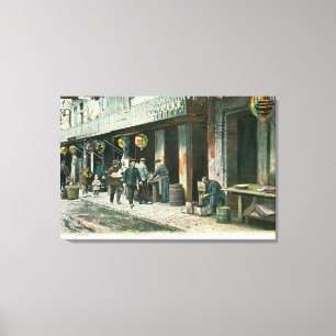 Uitzicht van een straat in Fish Alley Canvas Afdruk