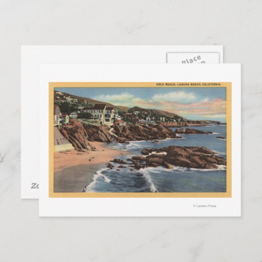 Uitzicht van een strand met startpunten briefkaart (Voorkant / Achterkant)