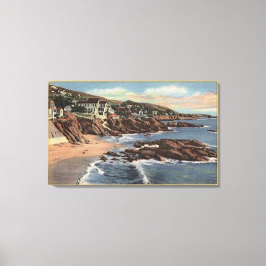 Uitzicht van een strand met startpunten canvas afdruk (Voorkant)