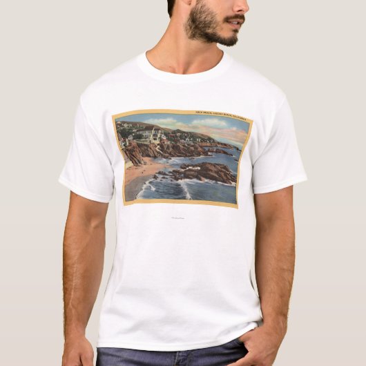 Uitzicht van een strand met startpunten t-shirt (Voorkant)