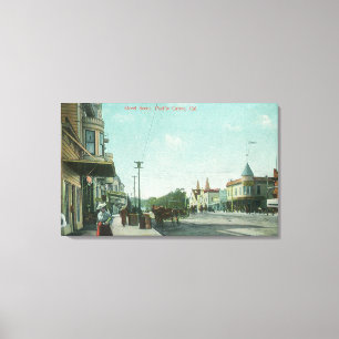 Uitzicht van een Street ScenePacific Grove, CA Canvas Afdruk