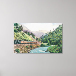 Uitzicht van een trein die naar de vallei van Yose Canvas Afdruk