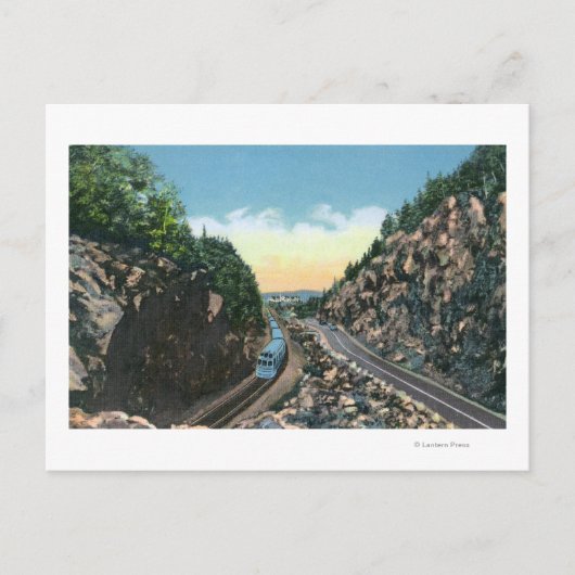 Uitzicht van een trein naast de weg briefkaart (Voorkant)