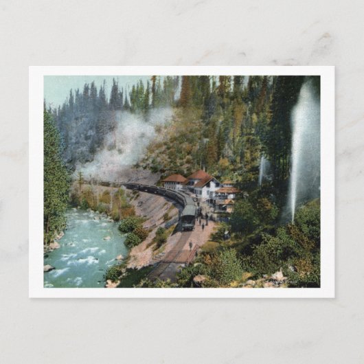 Uitzicht van een treinstation briefkaart (Voorkant)