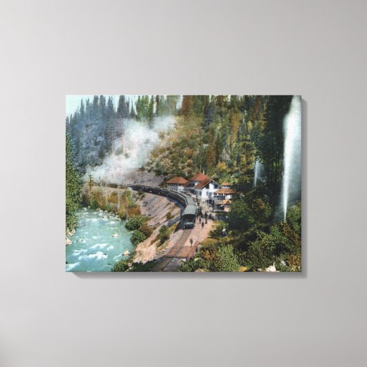 Uitzicht van een treinstation canvas afdruk (Voorkant)