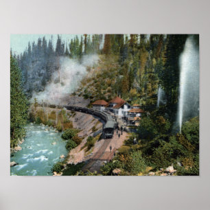 Uitzicht van een treinstation vanuit de lucht poster