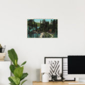 Uitzicht van een typisch zomerhuis op het poster (Thuiskantoor)