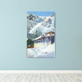 Uitzicht van een US Forest Service Ski Shelter Canvas Afdruk (Insitu (Houten vloer))