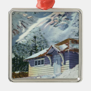 Uitzicht van een US Forest Service Ski Shelter Metalen Ornament