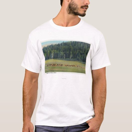 Uitzicht van een verpakking van Deer Grazing T-shirt (Voorkant)