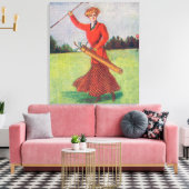 Uitzicht van een vrouw in Red Golfing Canvas Afdruk (Insitu (Woonkamer))