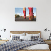Uitzicht van een vrouw met een cowboylaarzen in ee canvas afdruk (Insitu (Slaapkamer))
