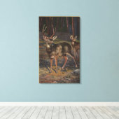Uitzicht van een Wilde Buck & Doe Canvas Afdruk (Insitu (Houten vloer))