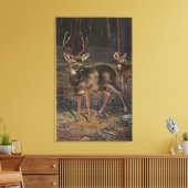 Uitzicht van een Wilde Buck & Doe Canvas Afdruk (Insitu (Woonkamer))