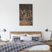 Uitzicht van een Wilde Buck & Doe Canvas Afdruk (Insitu (Slaapkamer))