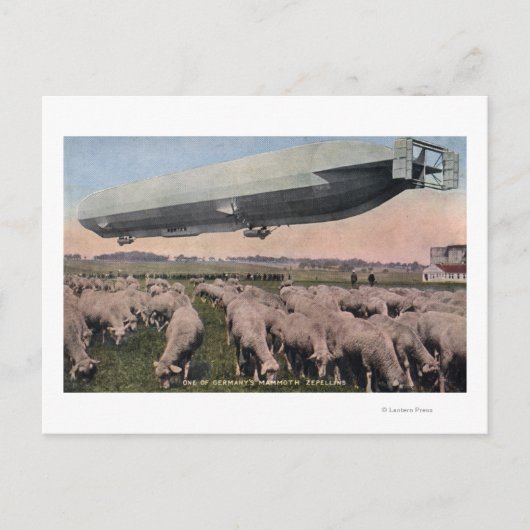 Uitzicht van een Zeppelin-blimp over graasschapen Briefkaart (Voorkant)
