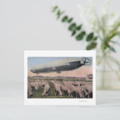 Uitzicht van een Zeppelin-blimp over graasschapen Briefkaart (Staand voorkant)