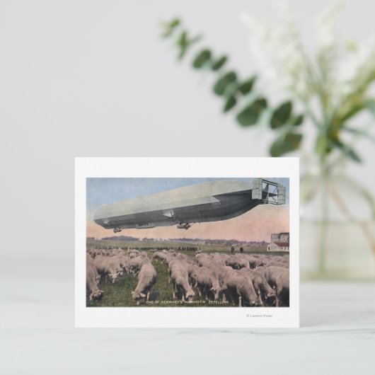 Uitzicht van een Zeppelin-blimp over graasschapen Briefkaart (Staand voorkant)