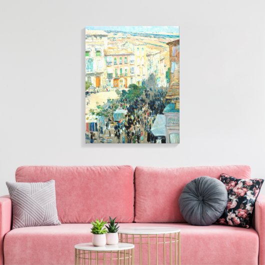 Uitzicht van een Zuid-Franse stad door Childe Hass Canvas Afdruk (Insitu (Woonkamer))