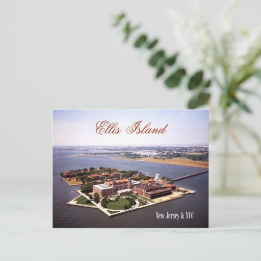Uitzicht van Ellis Island, NJ & NY Briefkaart (Staand voorkant)