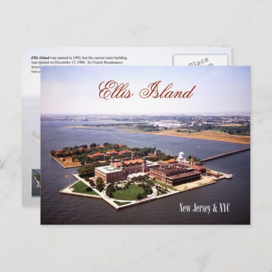 Uitzicht van Ellis Island, NJ & NY Briefkaart (Voorkant / Achterkant)