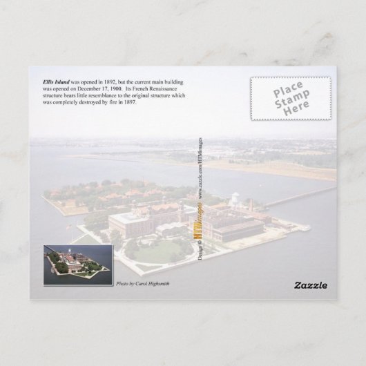 Uitzicht van Ellis Island, NJ & NY Briefkaart (Achterkant)